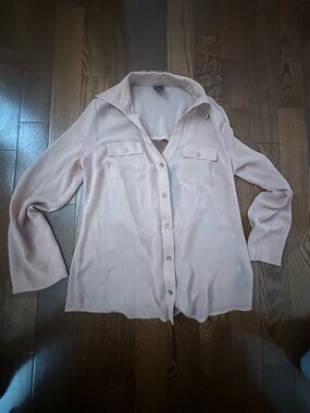 bebe Blush-Tan Button Front Blouse